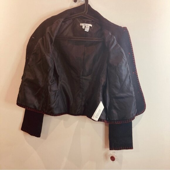 ZARA BASIC Sz S Embroidered Sequins Rhinestones Linen Blend Blazer Jacket  NWOT - Picture 7 of 13